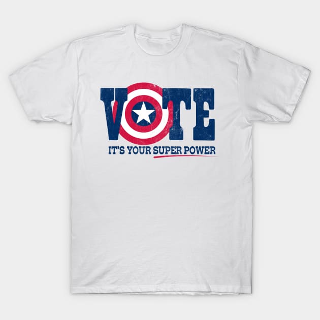 Vote: It's Your Superpower - Worn T-Shirt by Wright Art